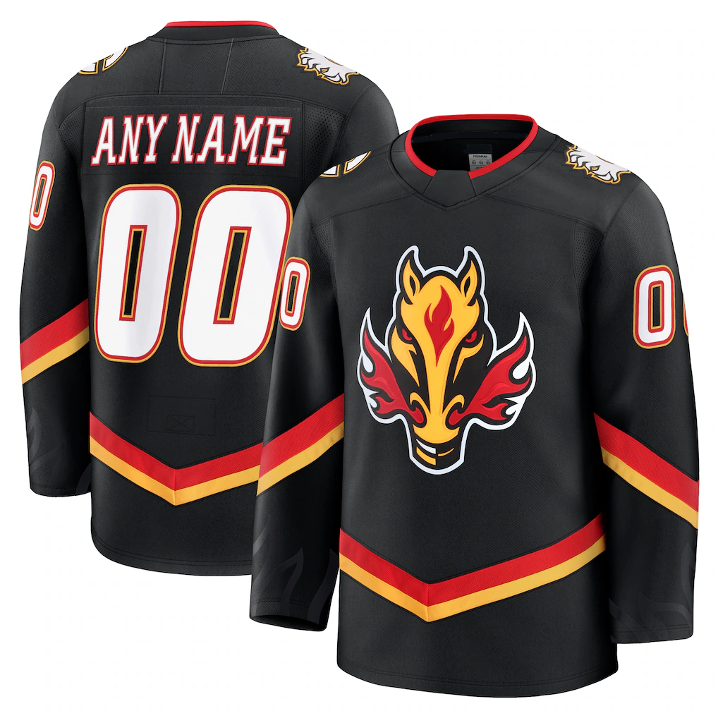 Jamed Custom C.Flames Black Alternate Premium Jerseys