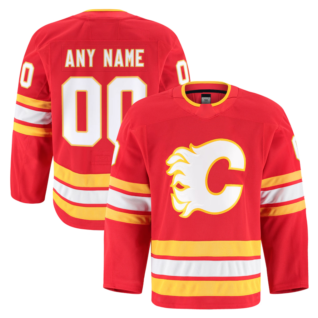 Jamed Custom C.Flames Red Home Authentic Pro Jerseys