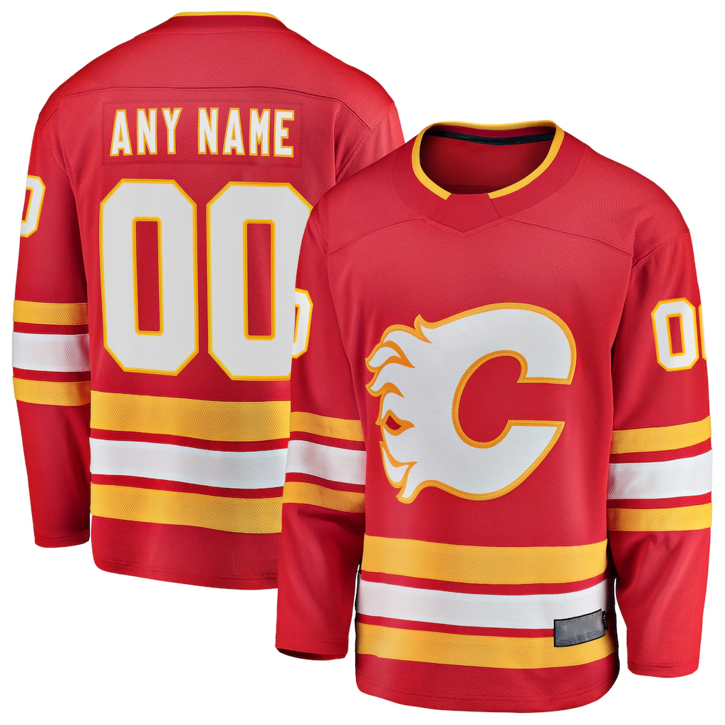 Jamed Custom C.Flames Red Home Breakaway Jerseys