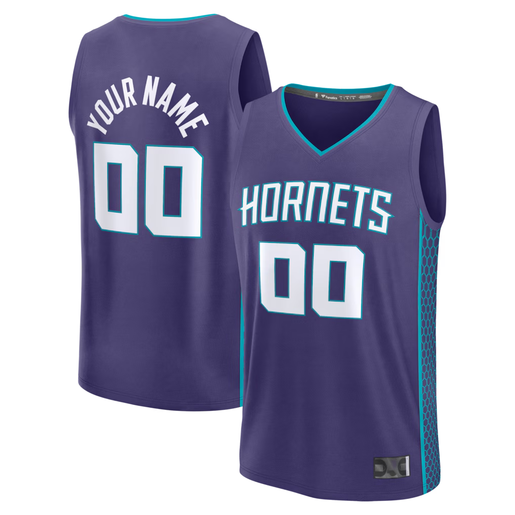 Jamed Custom C.Hornets  Purple Fast Break Jerseys - Icon Edition