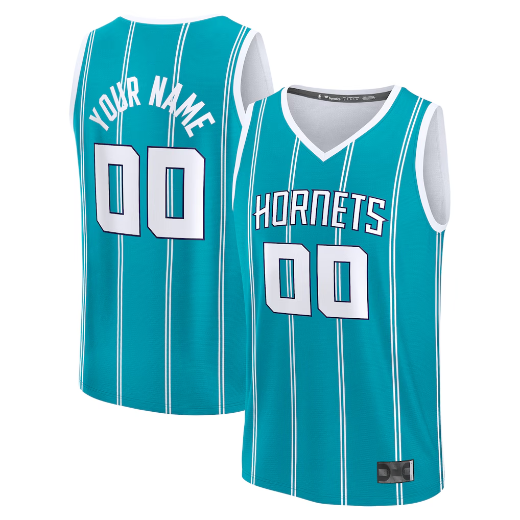 Jamed Custom C.Hornets  Teal Fast Break Jerseys - Icon Edition