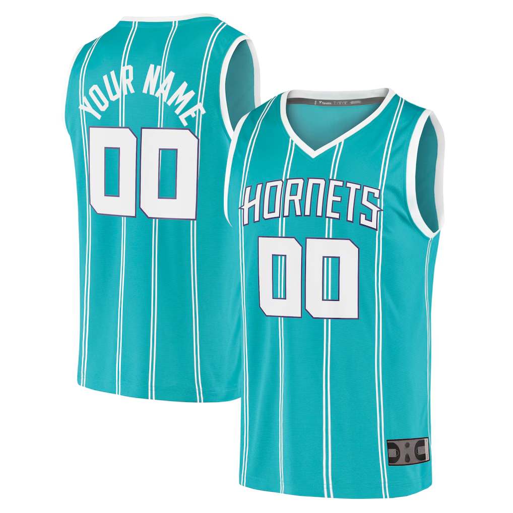 Jamed Custom C.Hornets  Teal Fast Break Replica Jerseys - Icon Edition