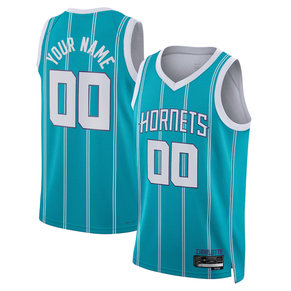 Jamed Custom C.Hornets  Teal Swingman Jerseys - Icon Edition