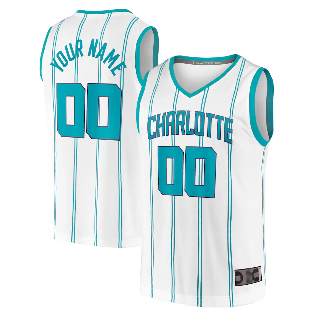 Jamed Custom C.Hornets  White Fast Break Custom Replica Jerseys - Association Edition