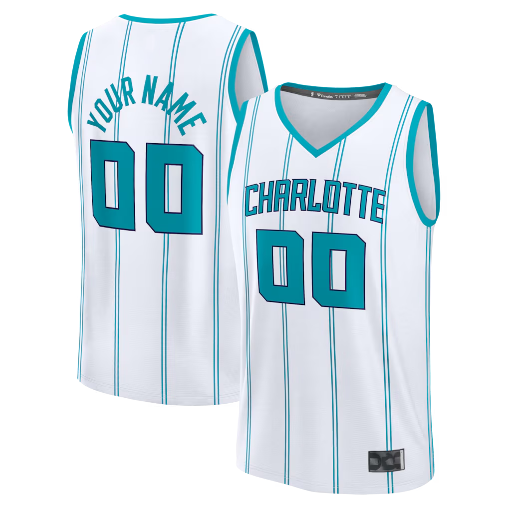 Jamed Custom C.Hornets  White Fast Break Jerseys - Icon Edition