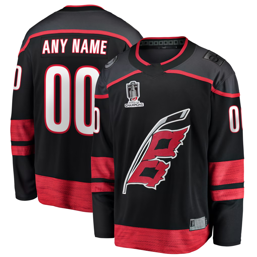 Jamed Custom C.Hurricanes Black 2026 Stanley Cup Champions Home Breakaway Custom Stitched Jerseys