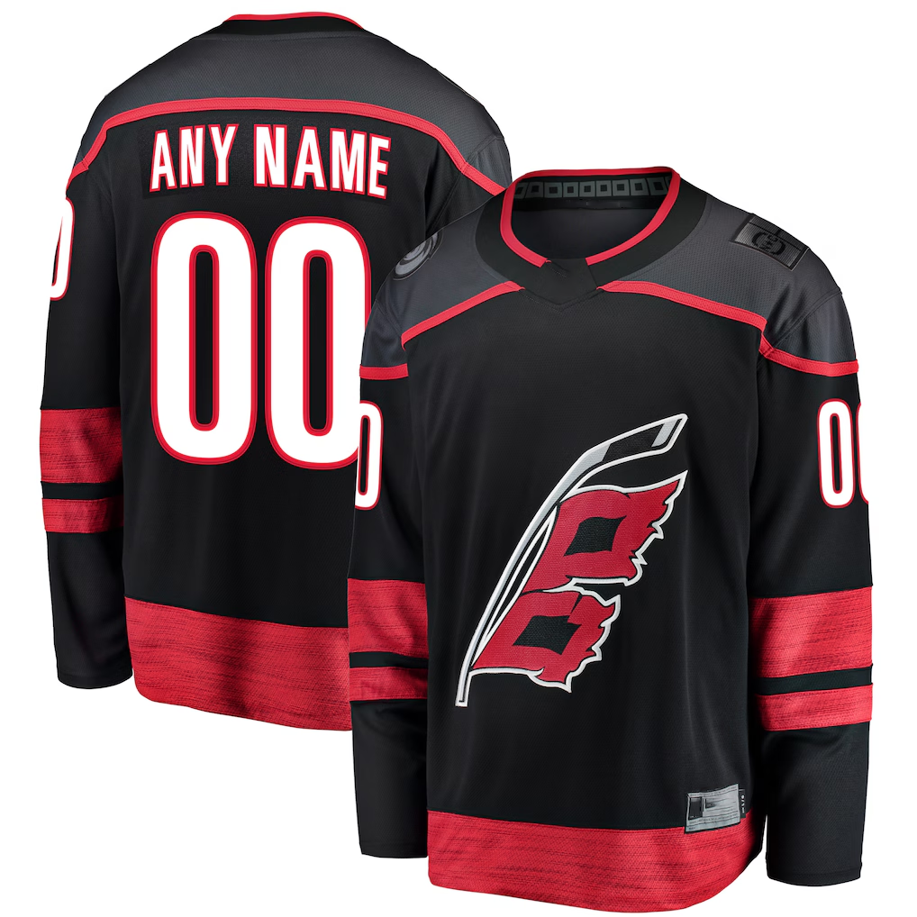 Jamed Custom C.Hurricanes Black Home Breakaway Stitched Jerseys