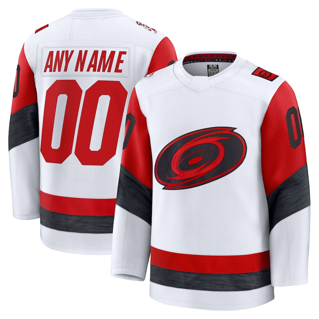 Jamed Custom C.Hurricanes White Away Premium Stitched Jerseys