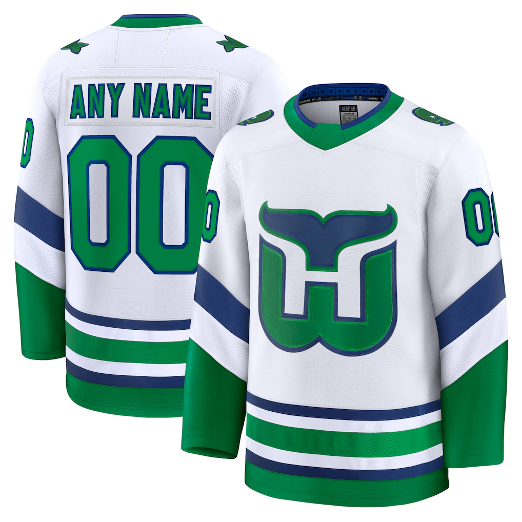 Jamed Custom C.Hurricanes White Throwback Premium Stitched Jerseys