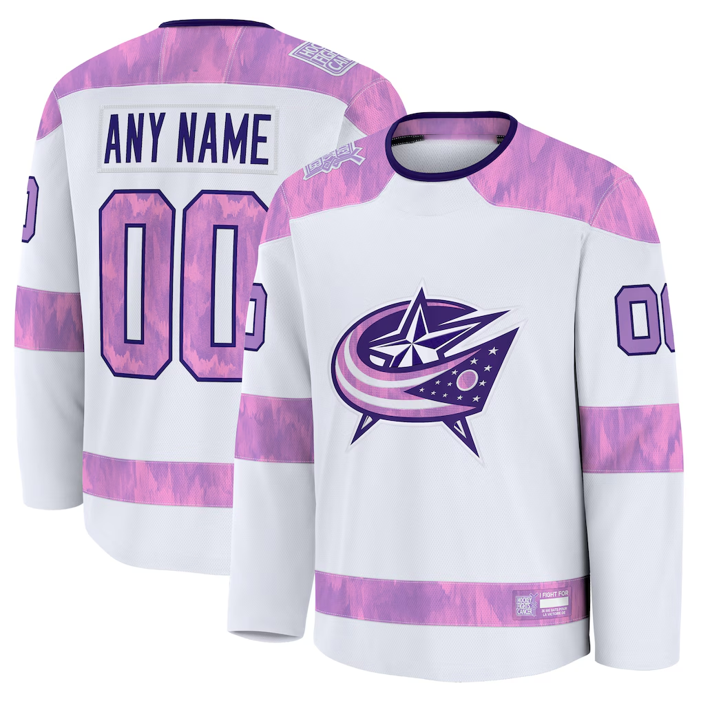 Jamed Custom CB.Jackets White 2024 Hockey Fights Cancer Practice Jersey
