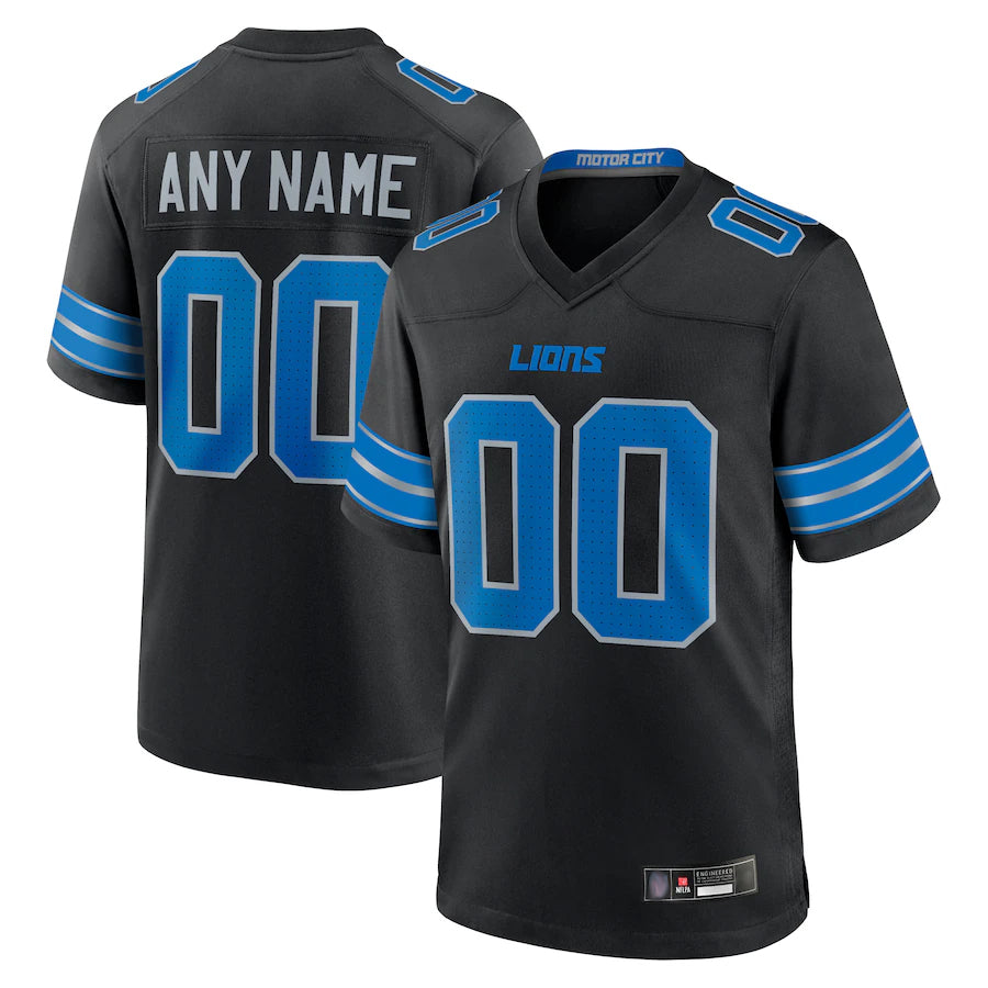 Jamed Custom D.Lions Black Home Game Stitched Jerseys