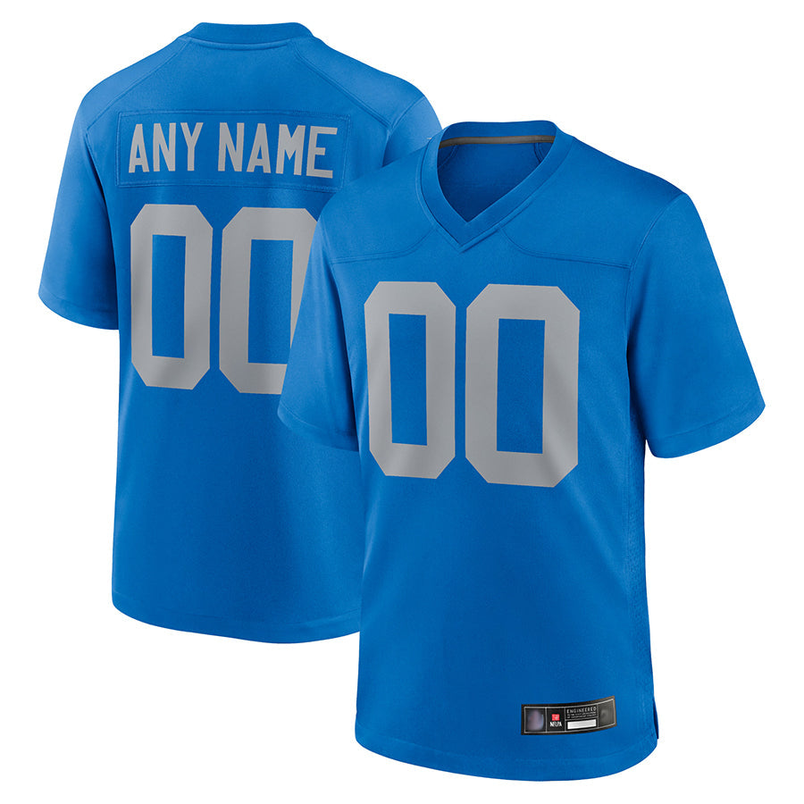 Jamed Custom D.Lions Blue Limted Game Alternate Stitched Jerseys