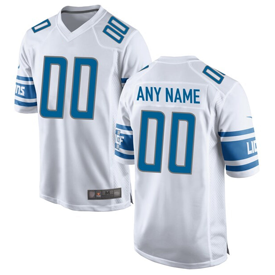 Jamed Custom D.Lions White Replica Game Stitched Jerseys