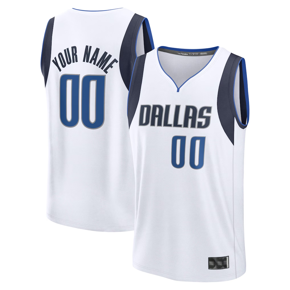 Jamed Custom D.Mavericks White Fast Break Jerseys - Association Edition