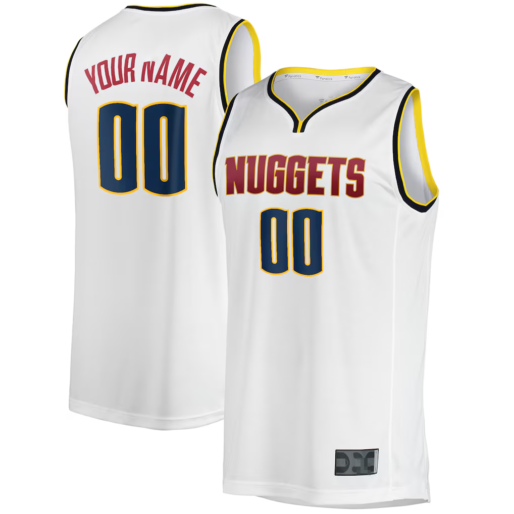 Jamed Custom D.Nuggets White Fast Break Replica Jerseys - Association Edition