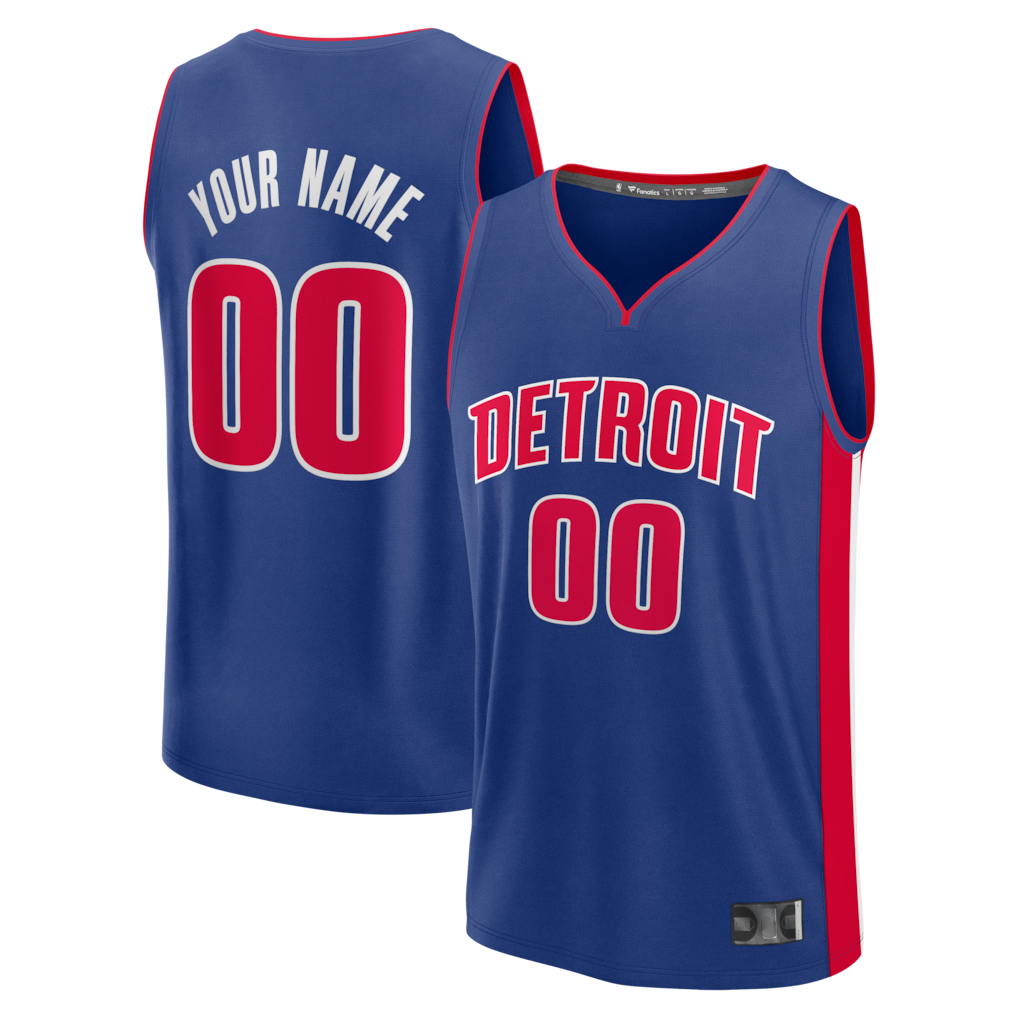 Jamed Custom D.Pistons  Blue Fast Break Jerseys - Icon Edition