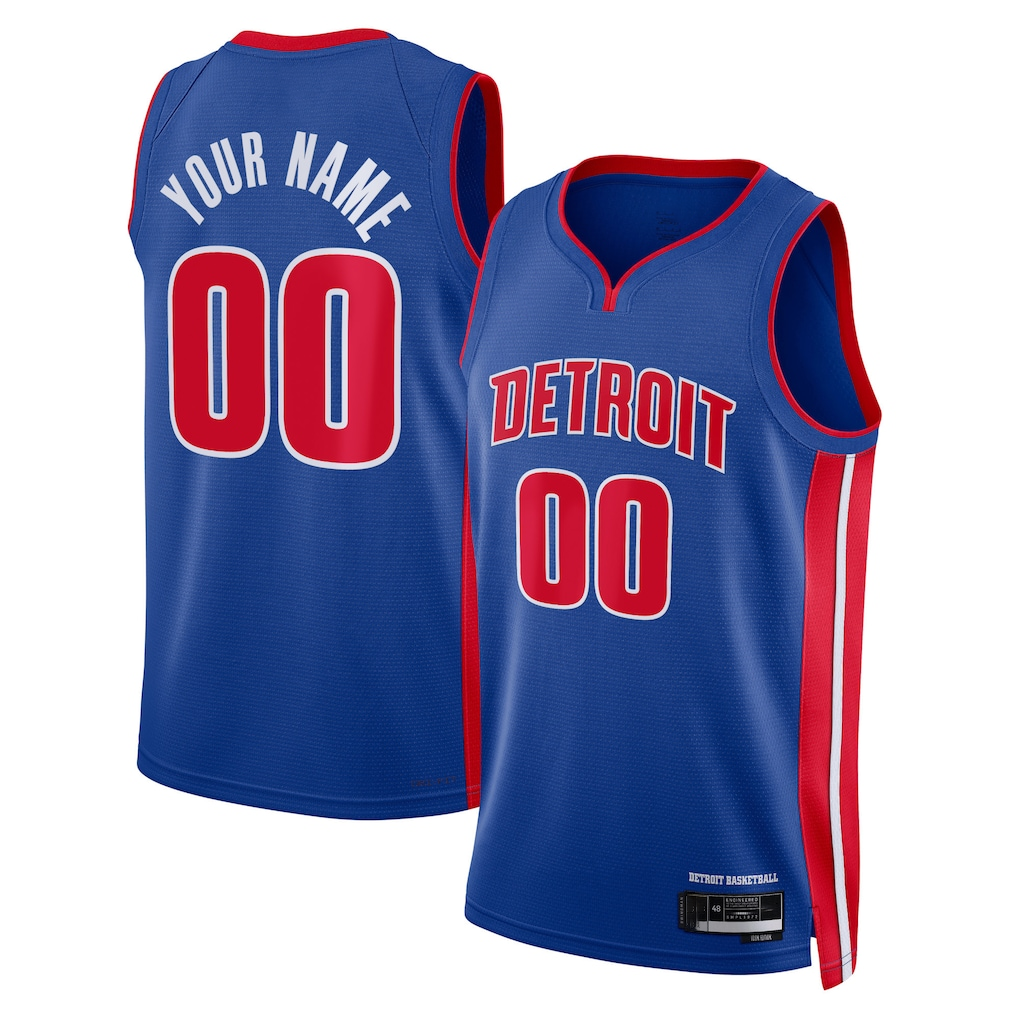 Jamed Custom D.Pistons Blue Swingman Jerseys - Icon Edition