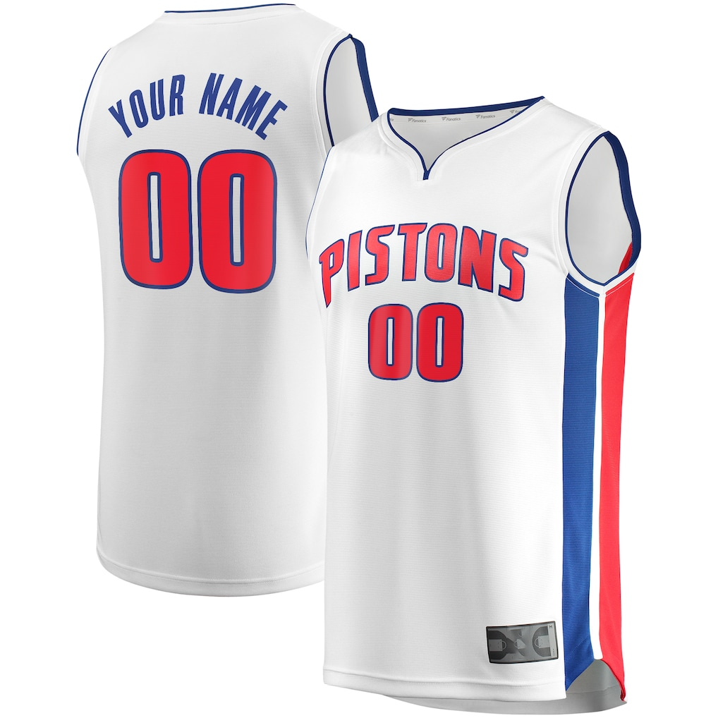Jamed Custom D.Pistons  White Fast Break Replica Jerseys - Association Edition