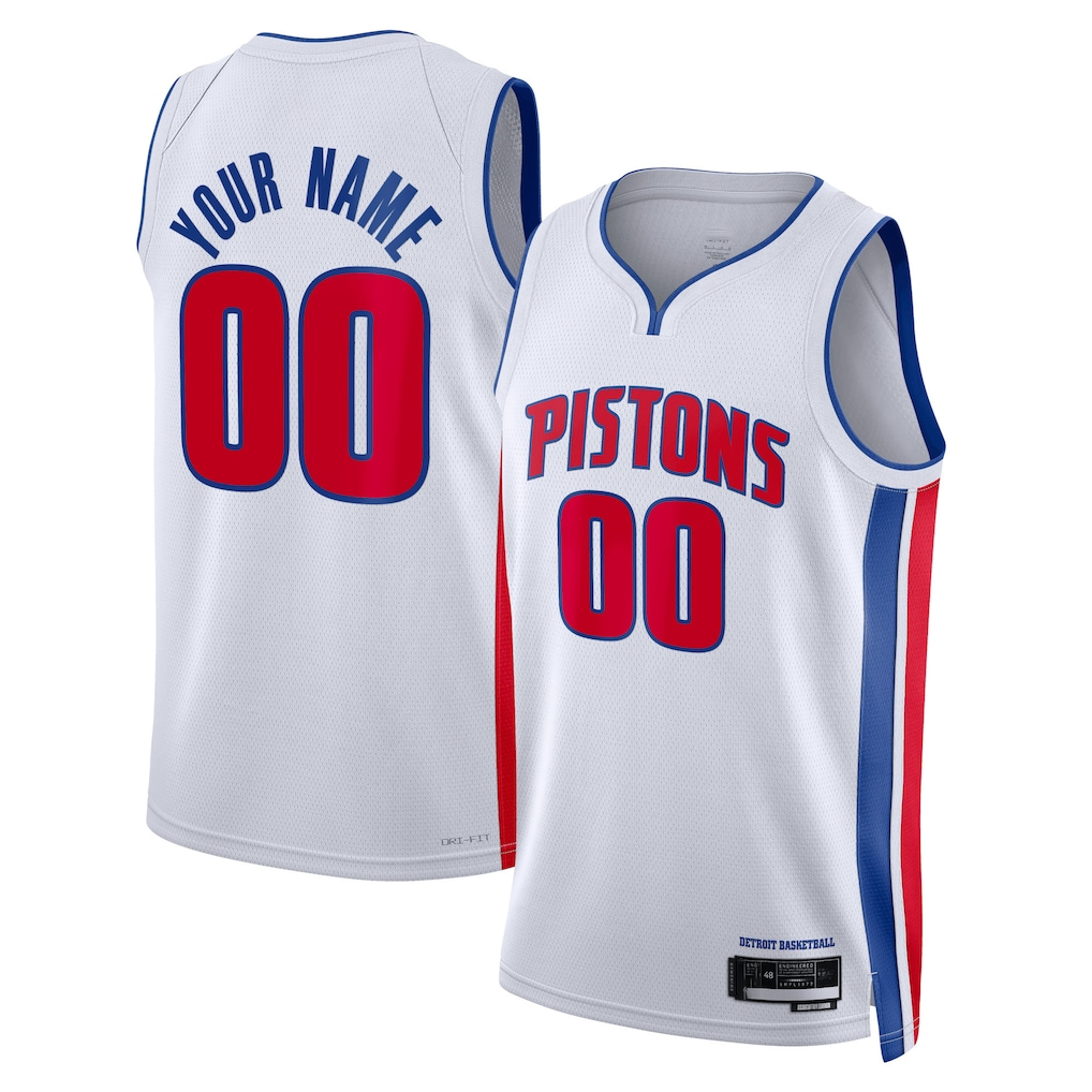 Jamed Custom D.Pistons White Swingman Jerseys - Association Edition