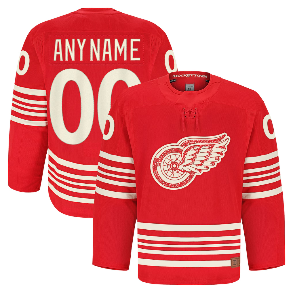 Jamed Custom D.Red wings Red Anniversary Authentic Pro Jerseys