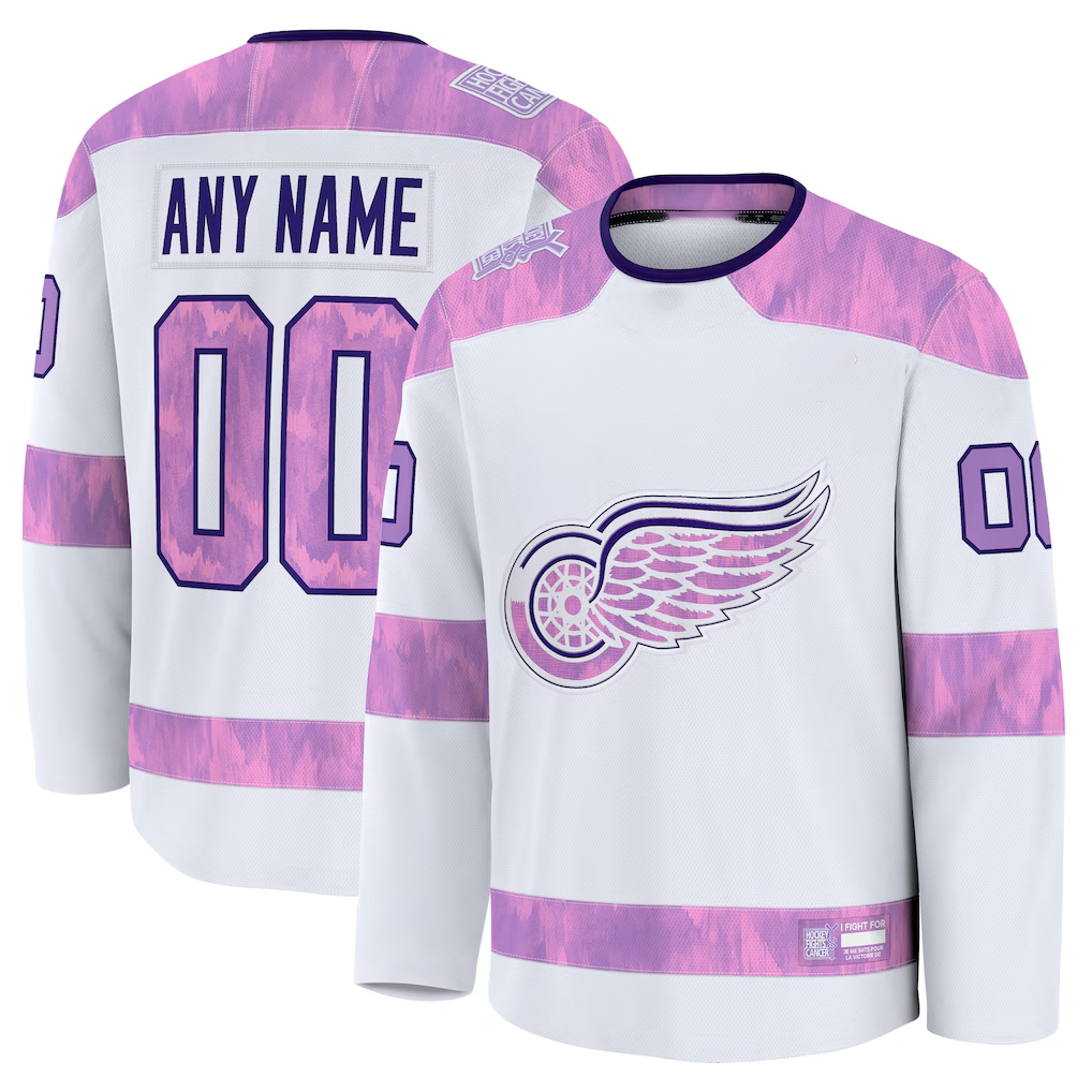Jamed Custom D.Red wings White 2024 Hockey Fights Cancer Practice Jerseys