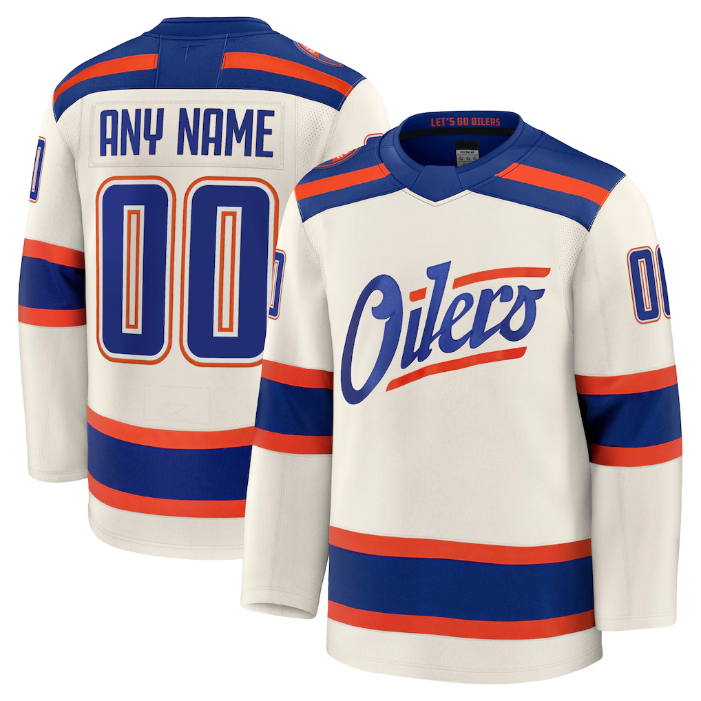 Jamed Custom E.Oilers Light Beige Alternate Premium Jerseys