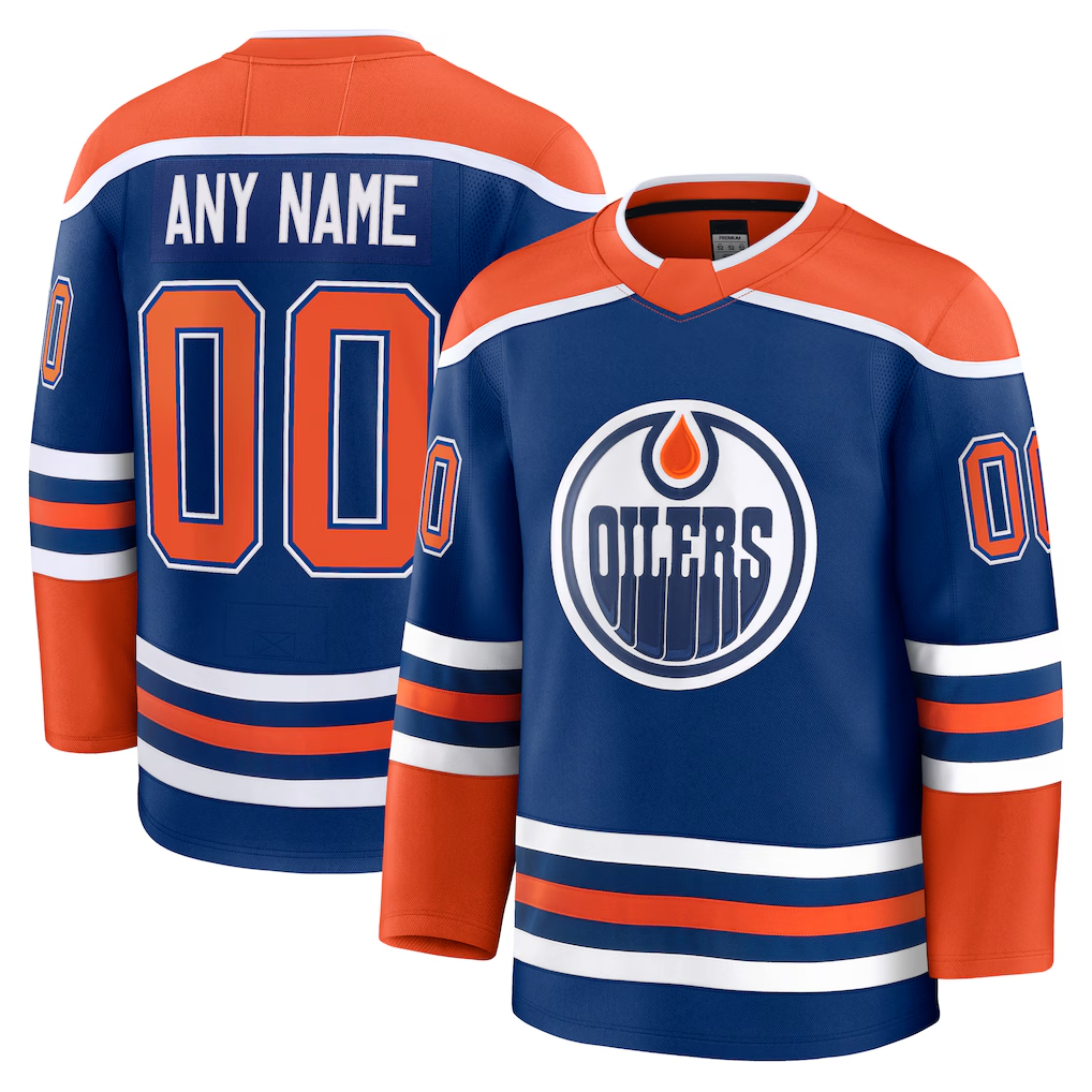 Jamed Custom E.Oilers Royal Home Premium Jerseys