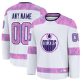 Jamed Custom E.Oilers White 2024 Hockey Fights Cancer Practice Jerseys