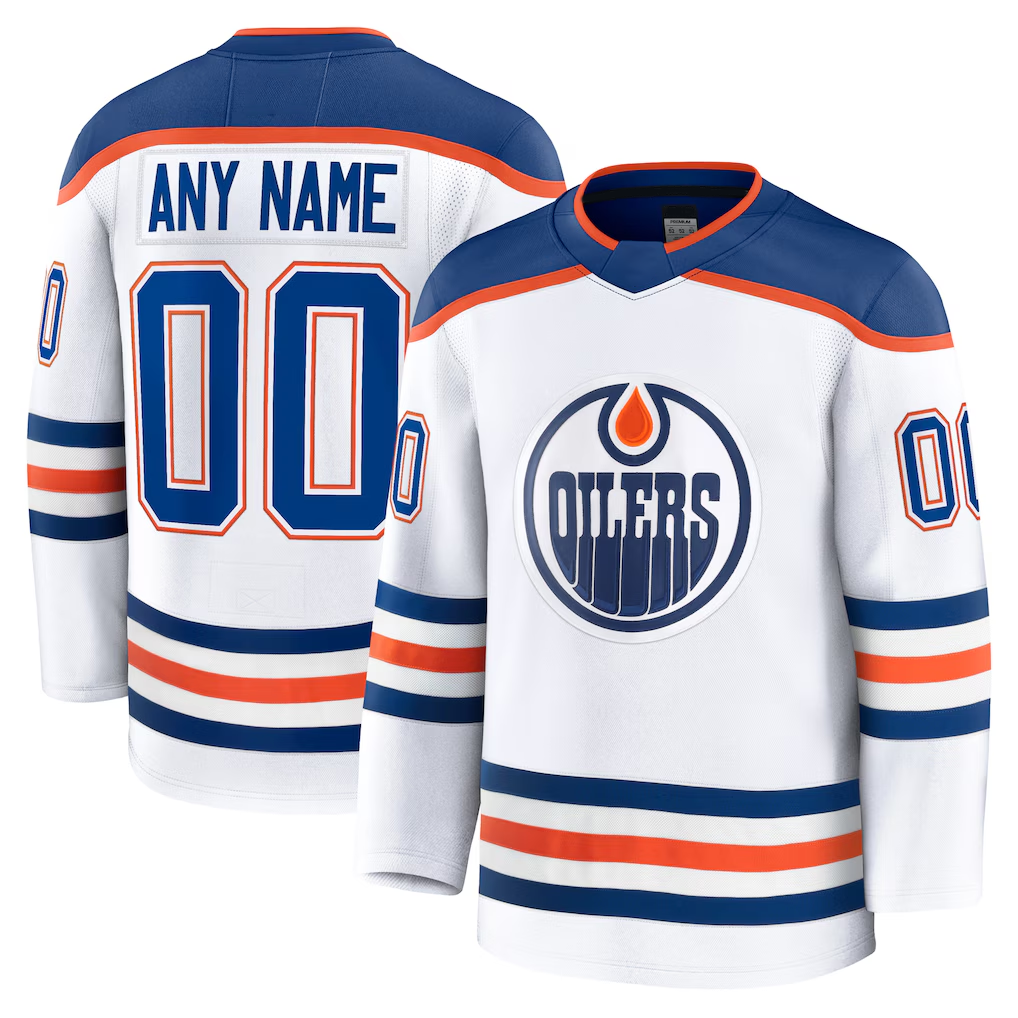 Jamed Custom E.Oilers White Away Premium Jerseys