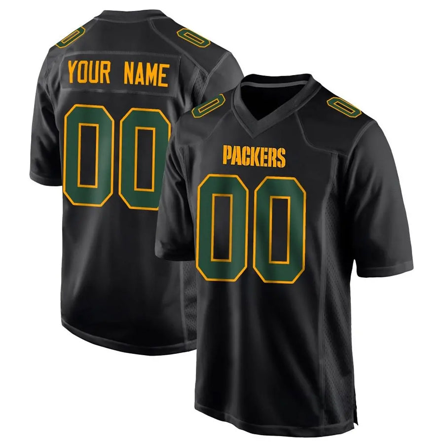 Jamed Custom GB.Packers Black Fashion Game Stitched Jerseys