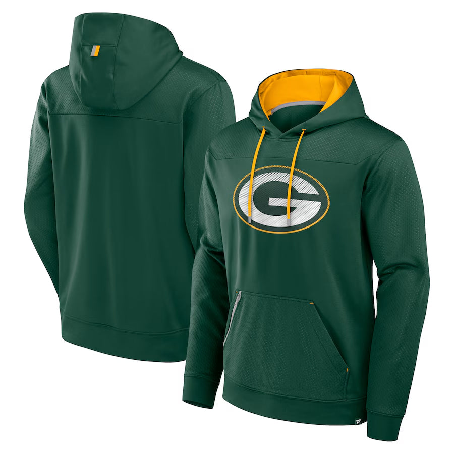 Jamed Custom GB.Packers Green Defender Pullover Hoodie Game Stitched Jerseys