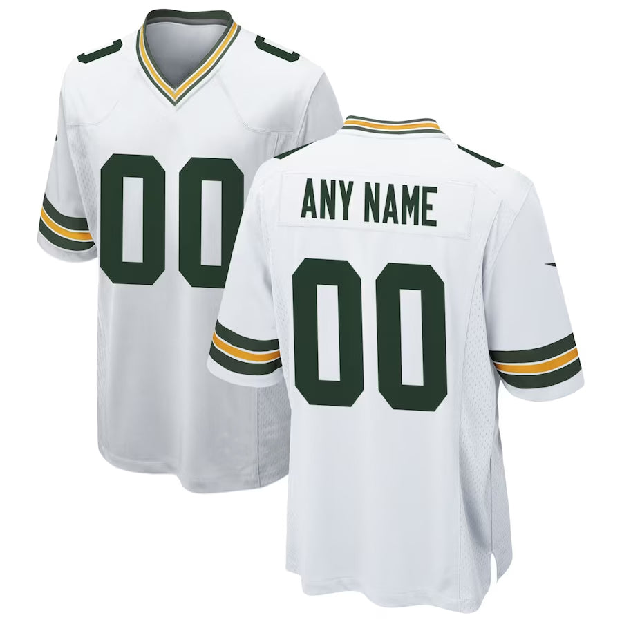 Jamed Custom GB.Packers White Home Game Stitched Jerseys