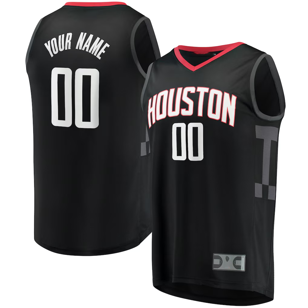 Jamed Custom H.Rockets Black Fast Break Replica Stitched Jerseys-Statement Edition