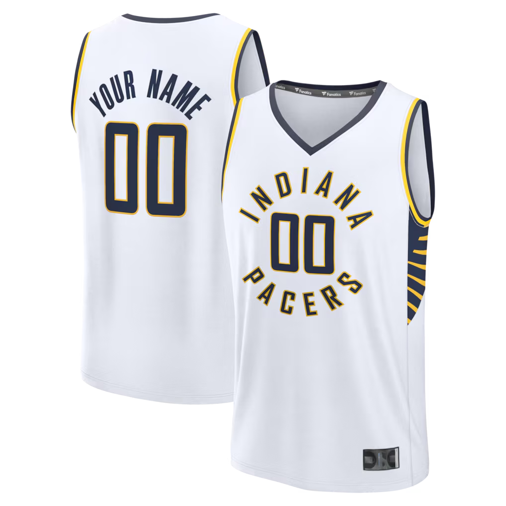 Jamed Custom I.Pacers  White Fast Break Jerseys - Icon Edition