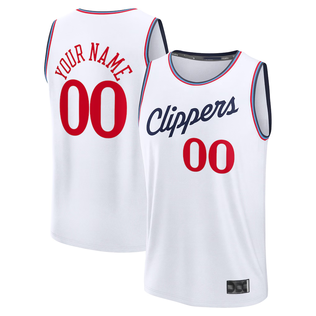 Jamed Custom LA.Clippers White Fast Break Stitched Jerseys - Association Edition
