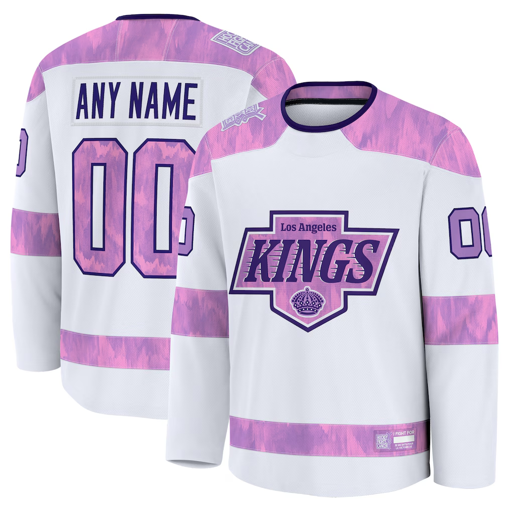 Jamed Custom LA.Kings White 2024 Hockey Fights Cancer Practice Jerseys