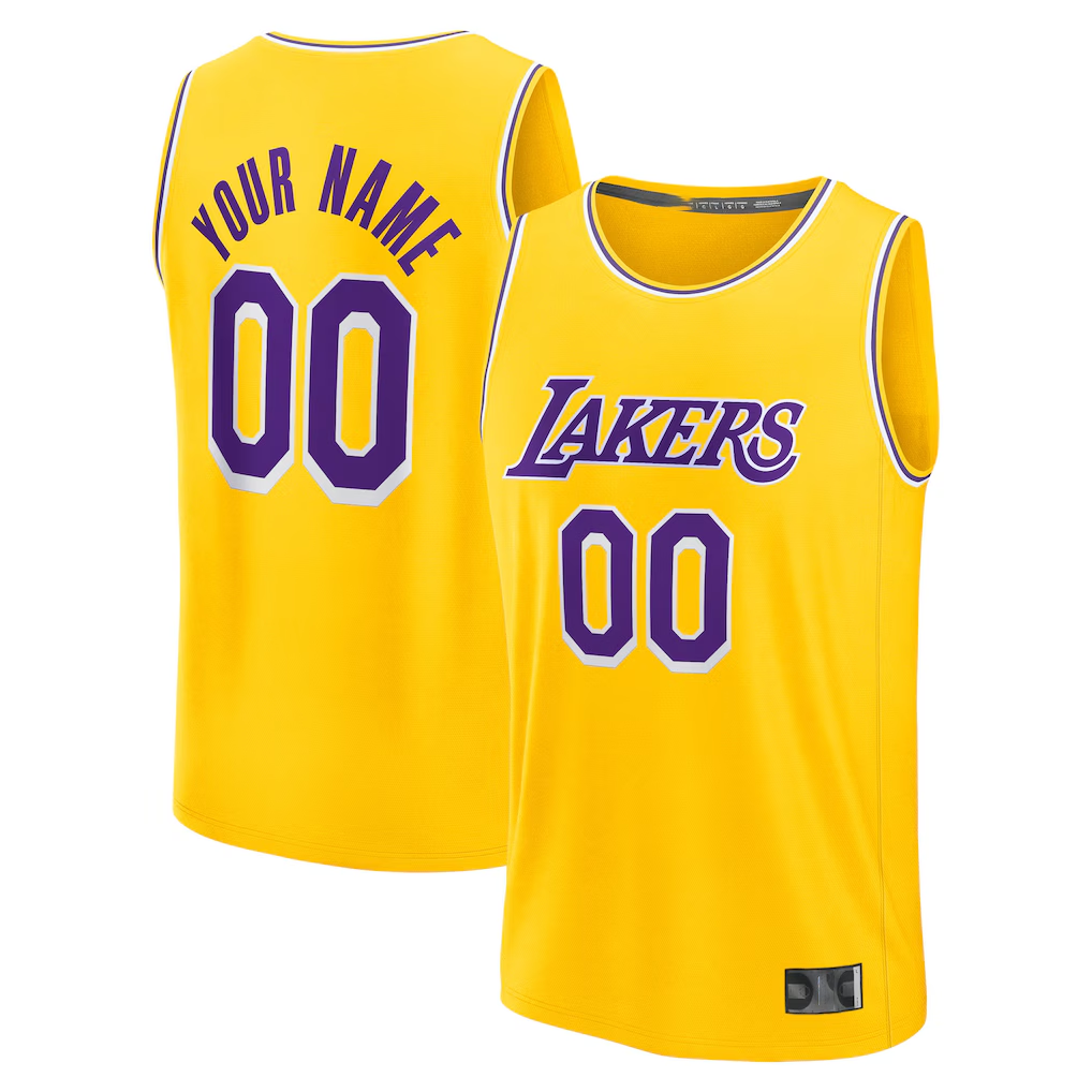 Jamed Custom LA.Lakers Gold Fast Break Stitched Jerseys - Icon Edition