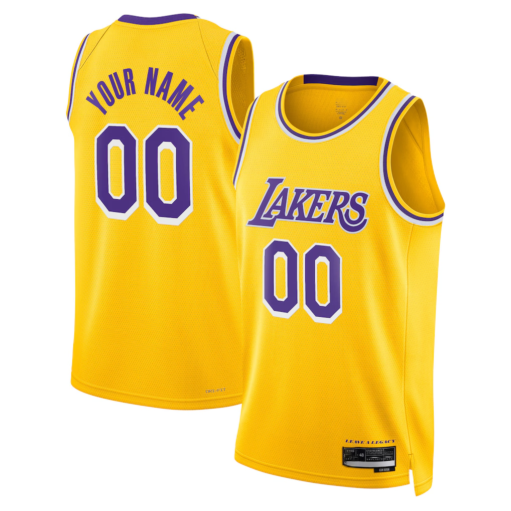 Jamed Custom LA.Lakers Gold Swingman Stitched Jerseys - Icon Edition