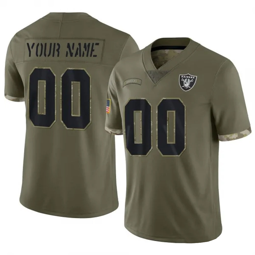Jamed Custom LV.Raiders  Salute To Service Olive Stitched Jerseys