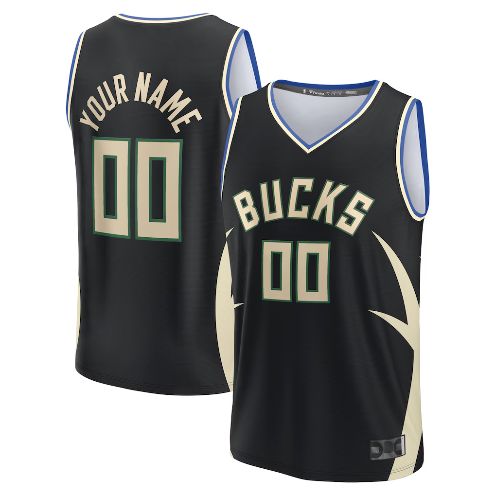 Jamed Custom M.Bucks Black Fast Break Jerseys - Statement Edition