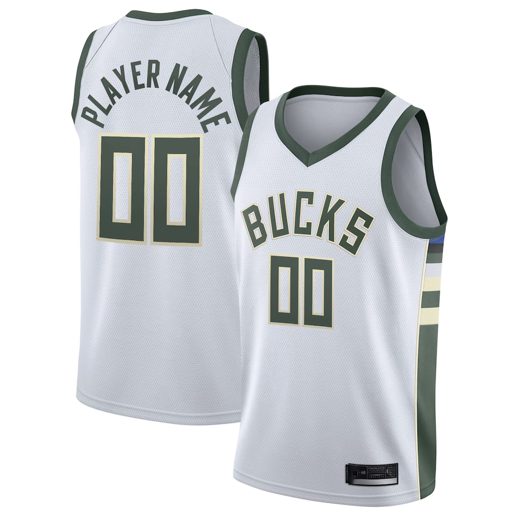 Jamed Custom M.Bucks White 2020-21 Swingman Custom Jerseys - Association Edition