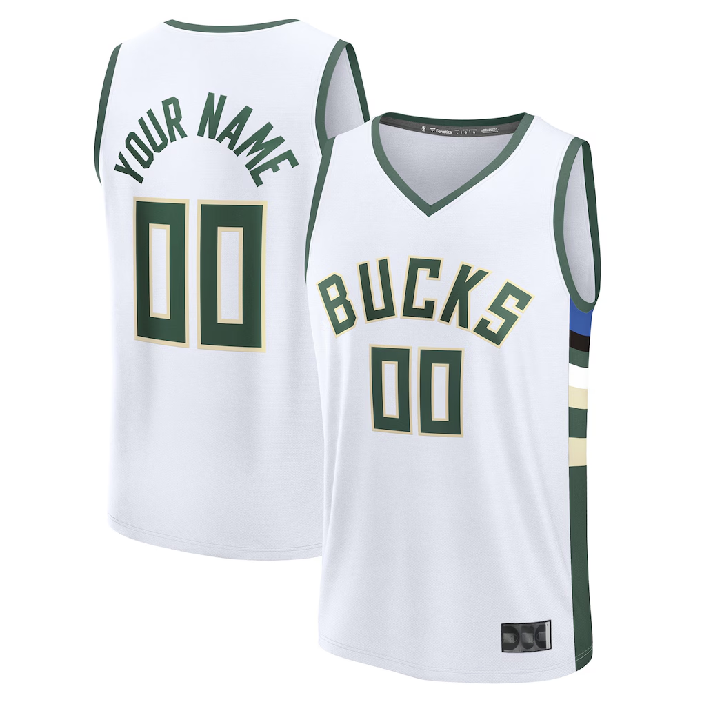 Jamed Custom M.Bucks White Fast Break Jerseys - Association Edition