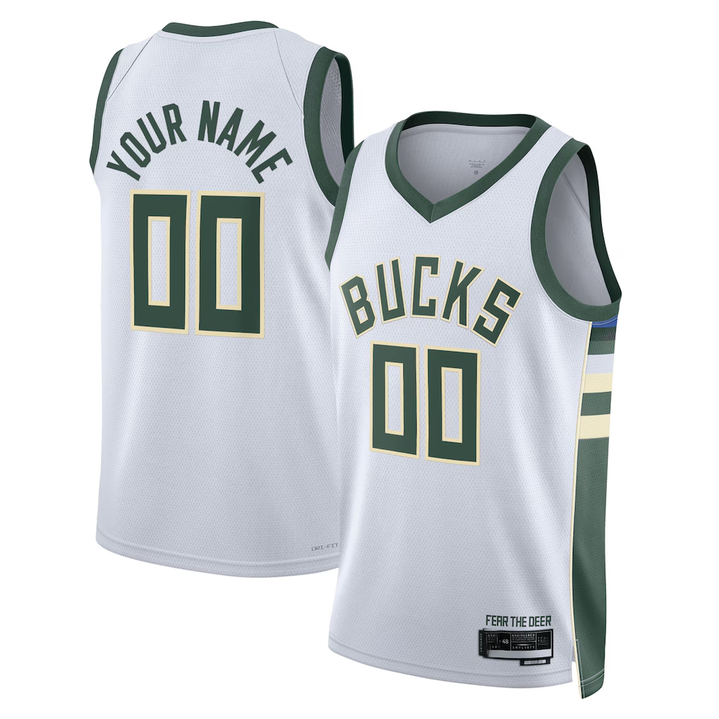 Jamed Custom M.Bucks White Swingman Jerseys - Association Edition