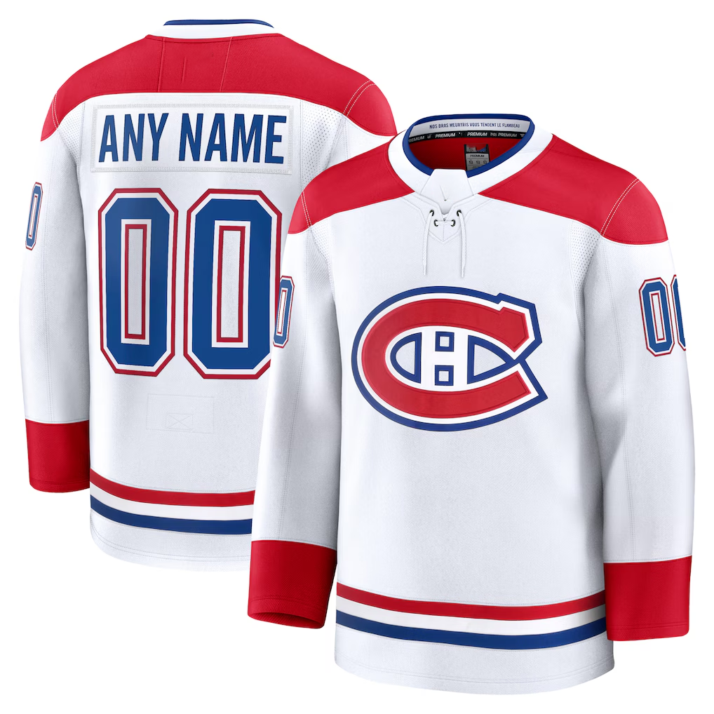 Jamed Custom M.Canadiens White Away Premium Jerseys