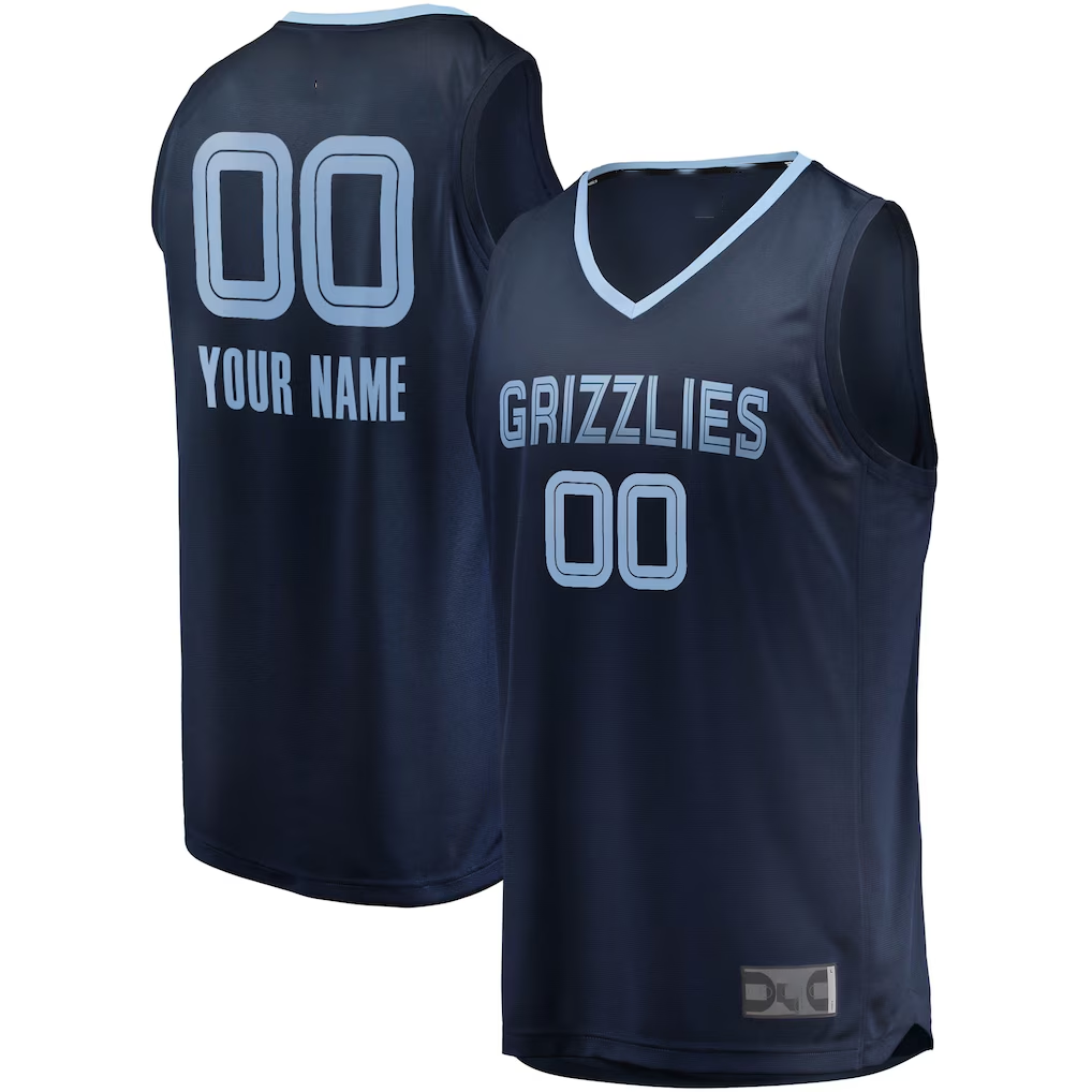 Jamed Custom M.Grizzlies Navy Fast Break Replica Stitched Jerseys- Icon Edition
