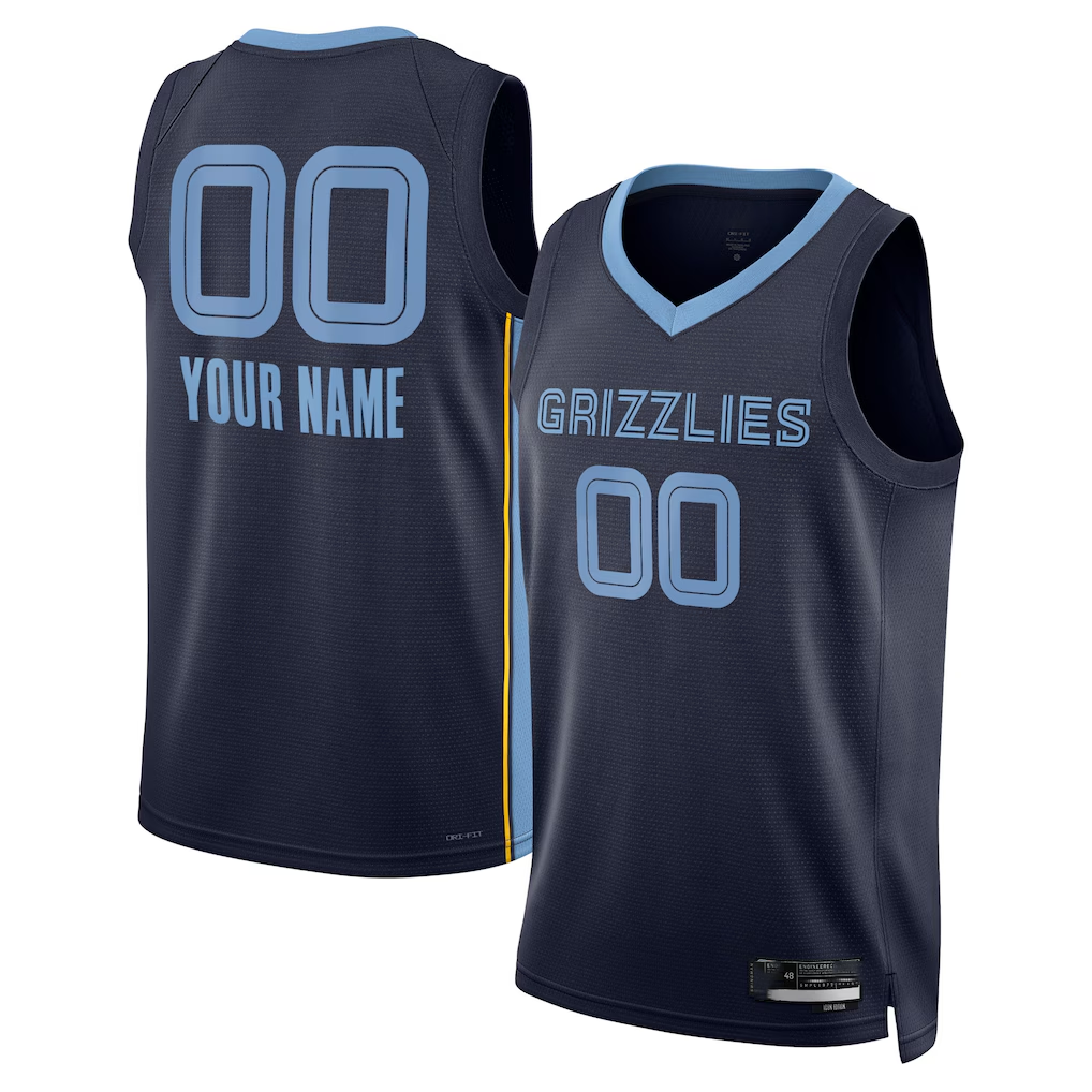Jamed Custom M.Grizzlies Navy Swingman Stitched Jerseys- Icon Edition