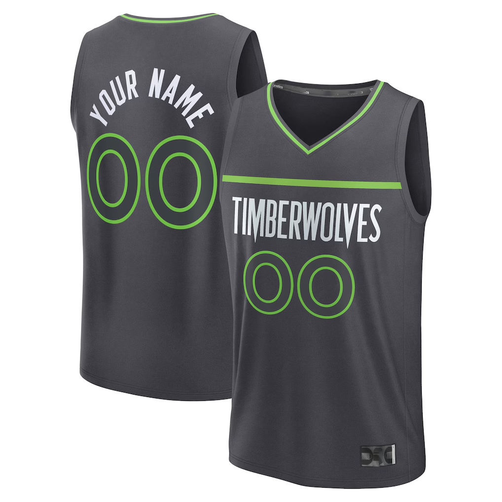 Jamed Custom M.Timberwolves Anthracite Fast Break Stitched Jerseys- Icon Edition