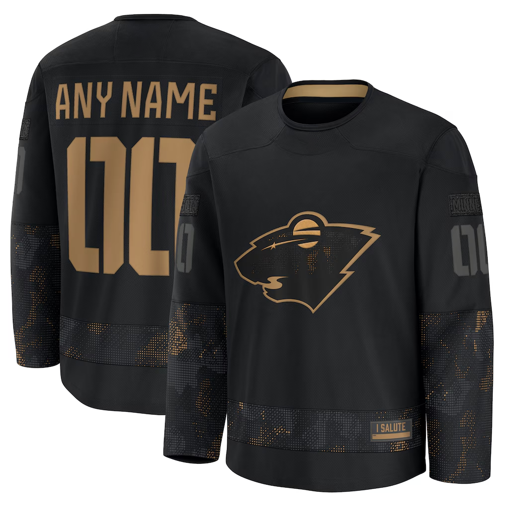 Jamed Custom M.Wild Black 2024 Military Appreciation Practice Jerseys