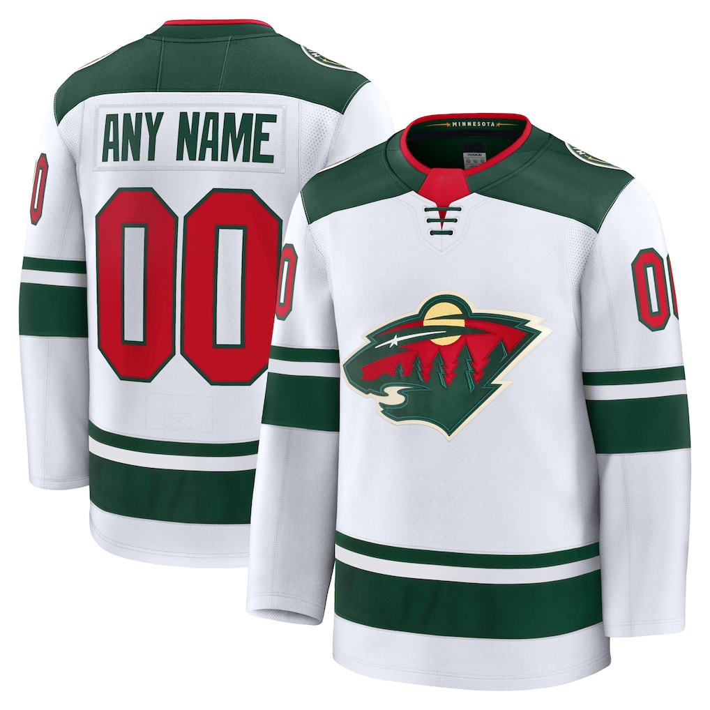 Jamed Custom M.Wild White Away Premium Jerseys