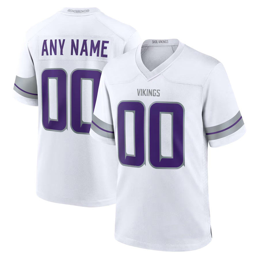 Jamed Custom MN.Vikings White Alternate Game Stitched Jerseys